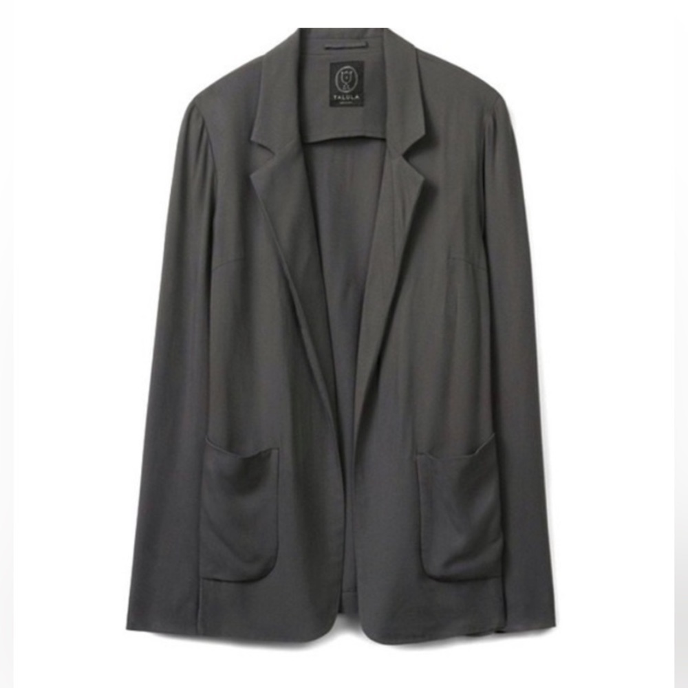 Aritzia Talula Kent Blazer Jacket Open Front Lightweight Drapey Gray Sz 4 Woman